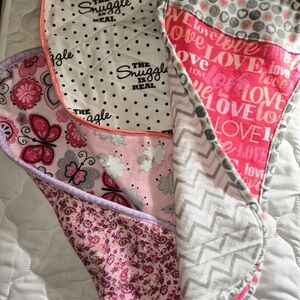 Pink and Gray Baby Blanket Set